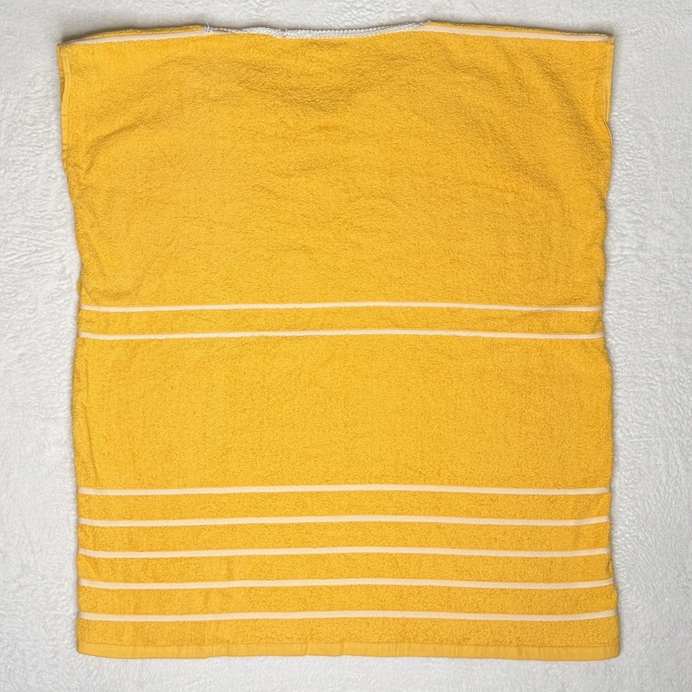 VTG Handmade Yellow Terry Cloth Swim Cover Up Striped Beach Pool Sleeveless 70s - Picture 3 of 3